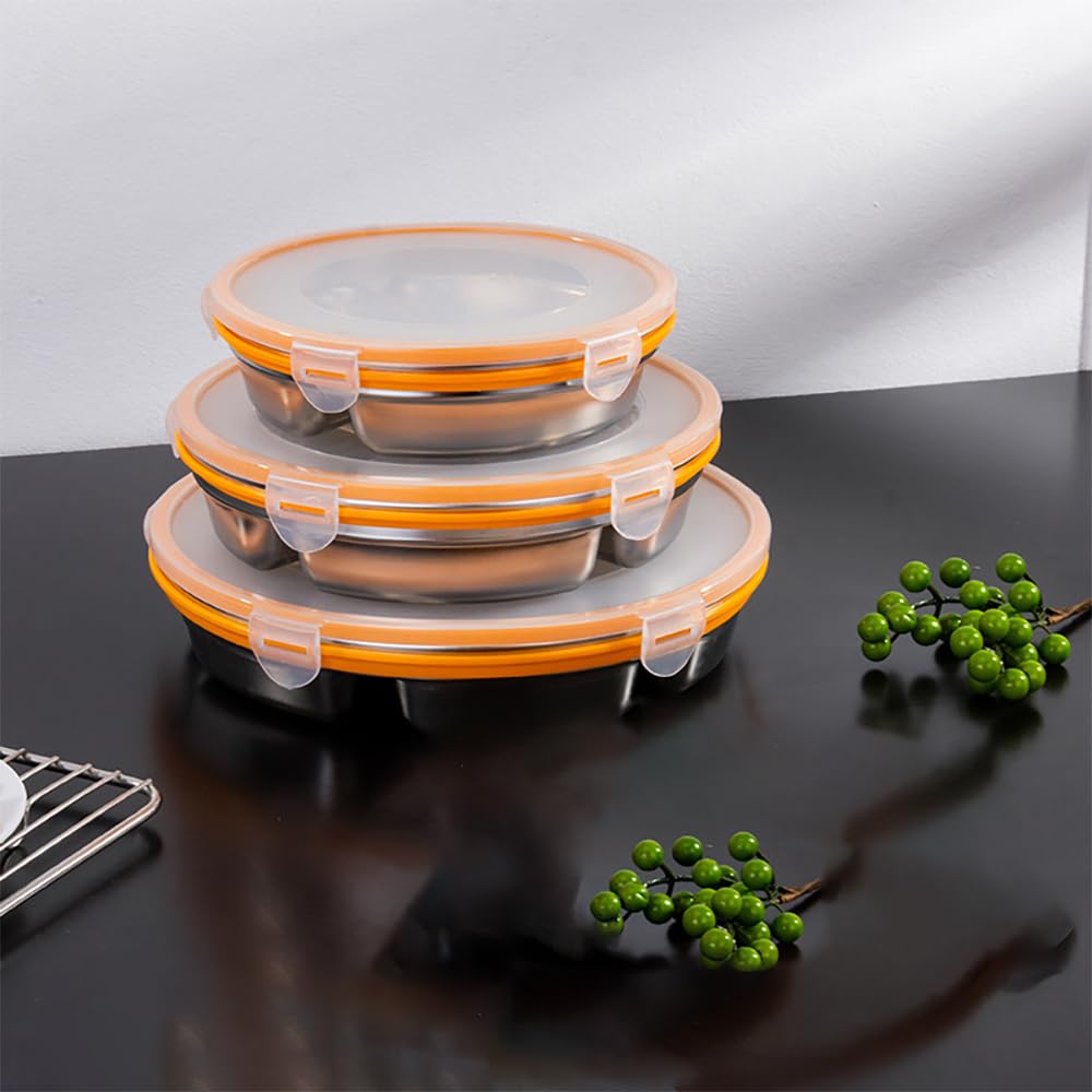 Stainless Steel Divided Serving Tray with Lid - 5 Compartment Reusable Veggie Platter & Snack Box (60oz) - Perfect for Parties, Picnics, and Meal Prep - Easy to Clean & Durable