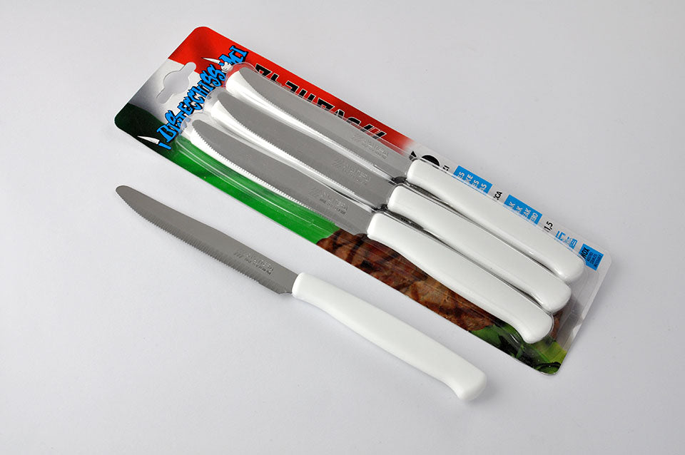 Premium 6-Piece Steak Knife Set - Stainless Steel Blades, Ergonomic White Handles - Perfect for Steak Dinners, BBQs & Fine Dining at Home