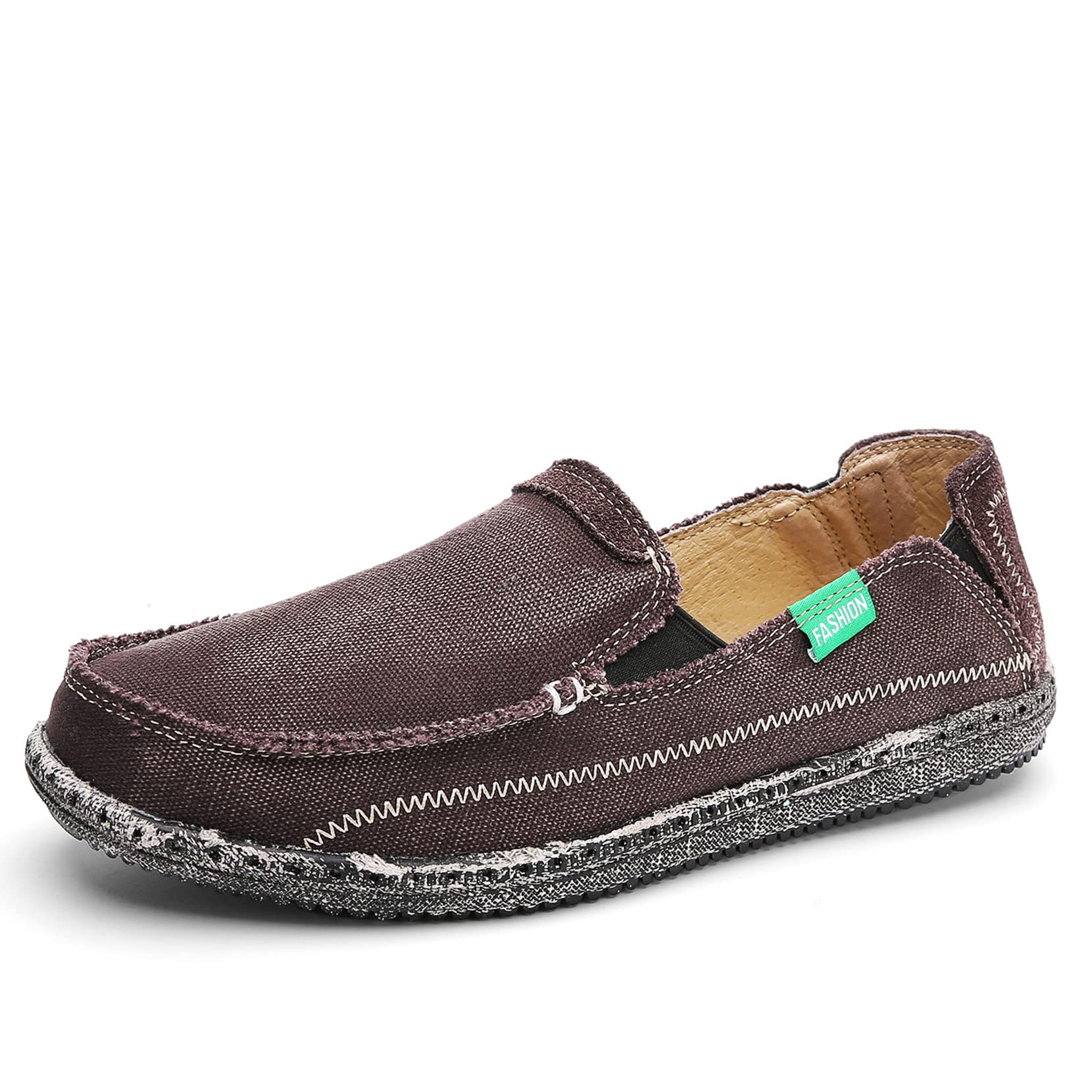 **JAMONWU Men's Slip-On Canvas Shoes - Casual Vintage Boat Loafers for Men | Comfortable Deck Shoes for Walking, Travel & Everyday Wear**
