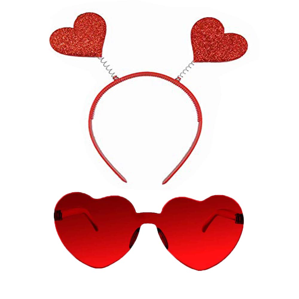 Valentine's Day Heart Headbands & Heart Sunglasses - Fun Party Accessories for Weddings, Birthdays, Holidays & Costume Events - Perfect for Photo Booths, Themed Parties & Celebrations