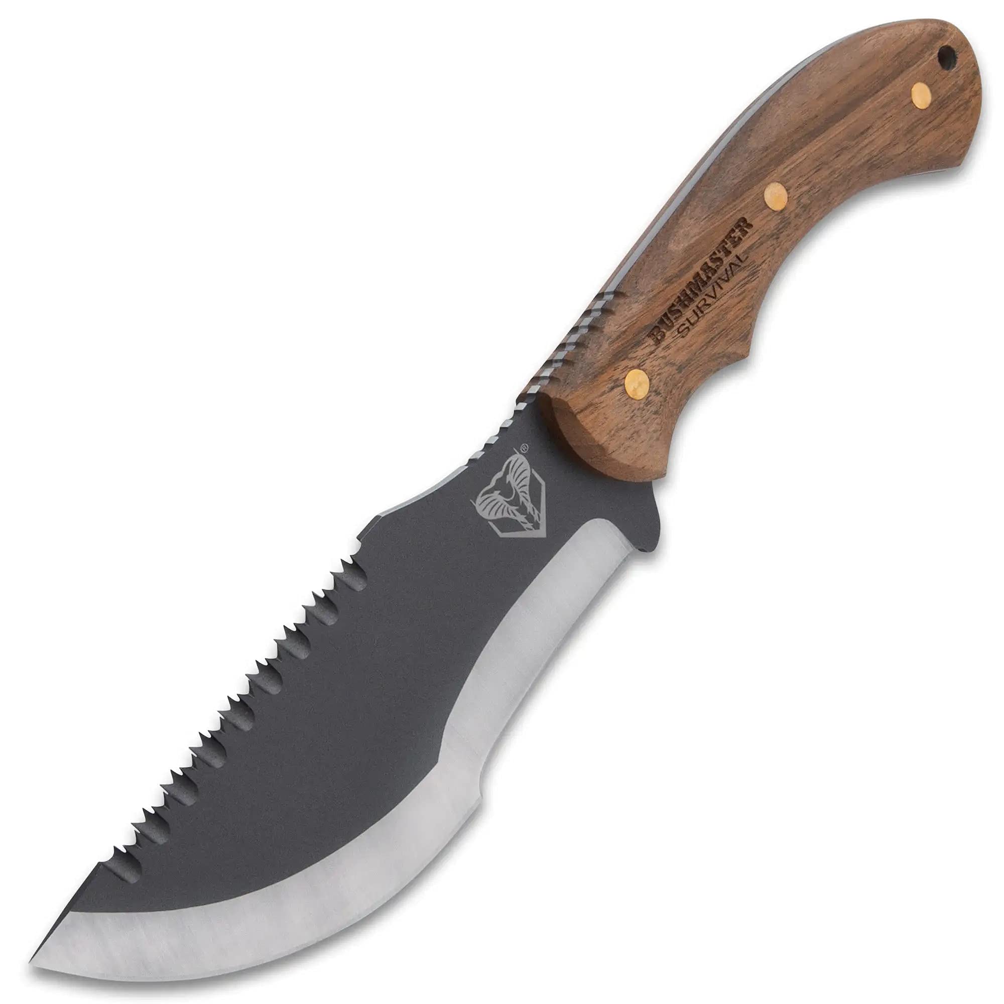 BUSHMASTER Tracker Knife with Leather Sheath - 11.75