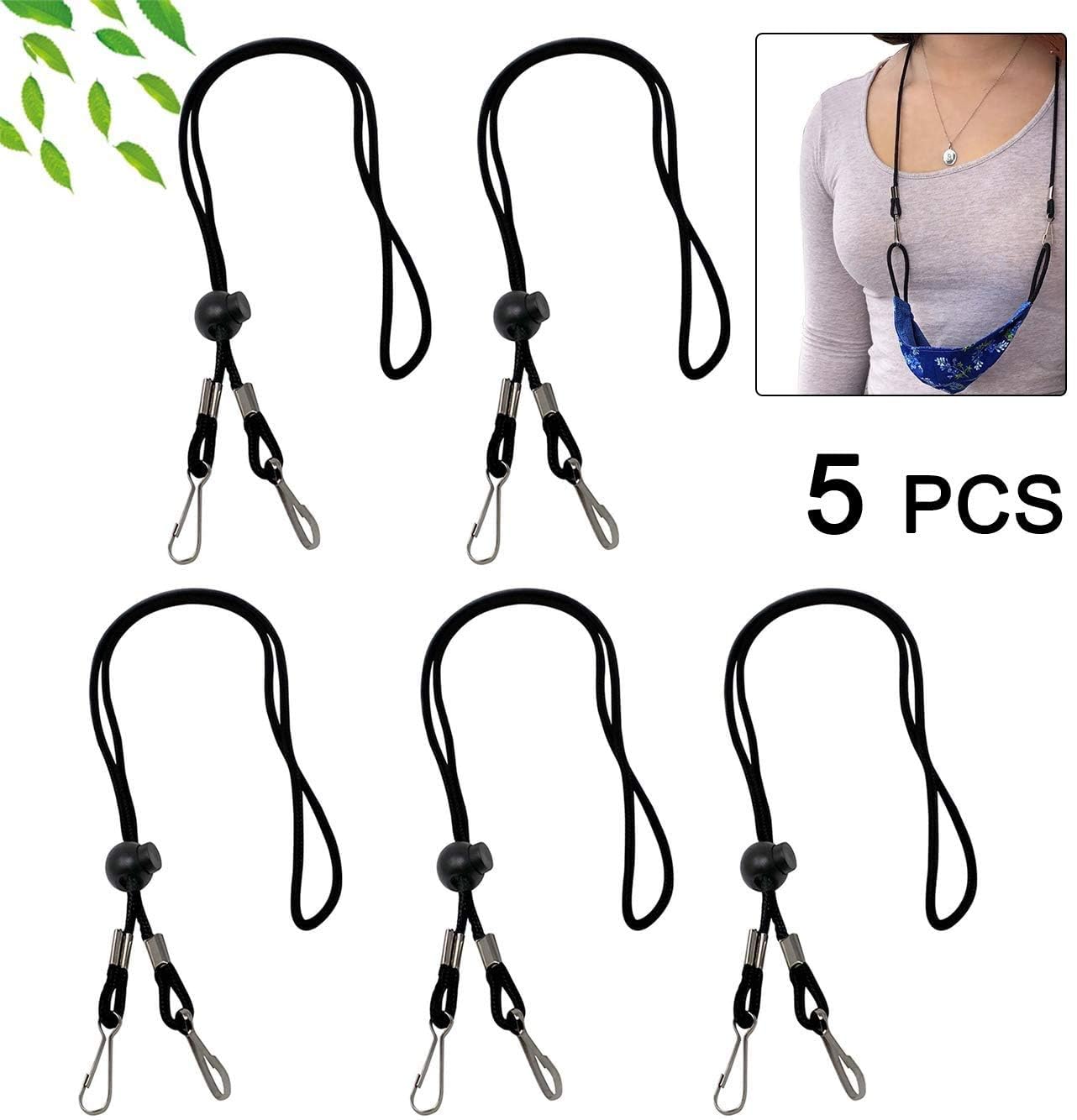 5 Pack Adjustable Face Mask Lanyards - Comfortable Neck Strap for Kids & Adults - Perfect for School, Work & Travel