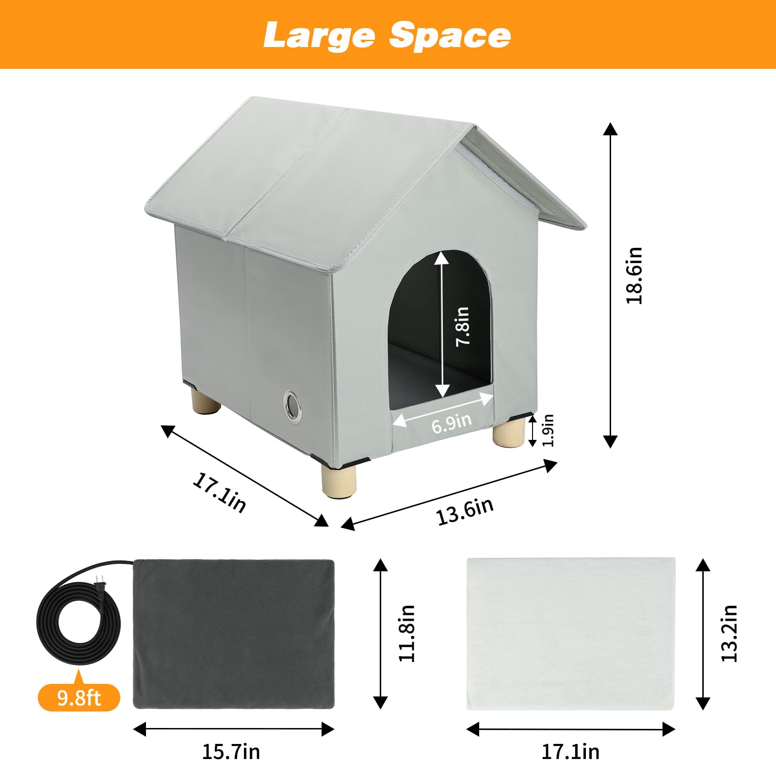 Heated Outdoor Cat House - Waterproof & Insulated Winter Shelter for Feral Cats with Escape Door | Elevated Design for Safety | Perfect for Backyard, Porch & Cold Weather Protection