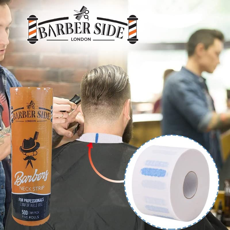 ican Barber Side London Neck Strip Rolls - 5 Rolls Pack | Disposable Barber Neck Strips for Haircuts & Shaves | Salon & Home Grooming Essential