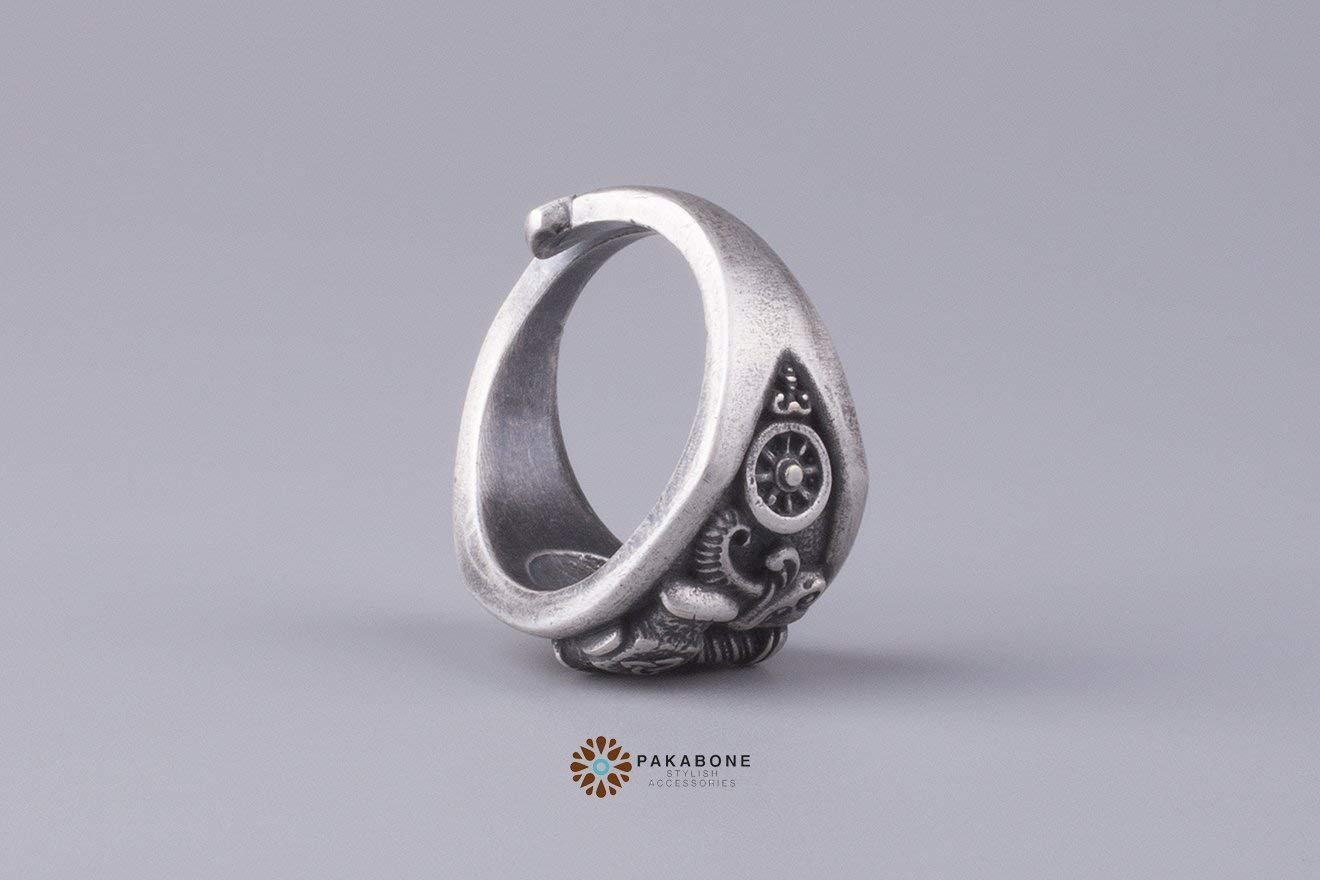 Viking Ring - Thor's Hammer Mjolnir with Tanngrisnir & Tanngnjóstr Goats & Valknut Symbol - Norse Mythology Jewelry for Men - Perfect for Viking Lovers, Cosplay & Medieval Reenactments