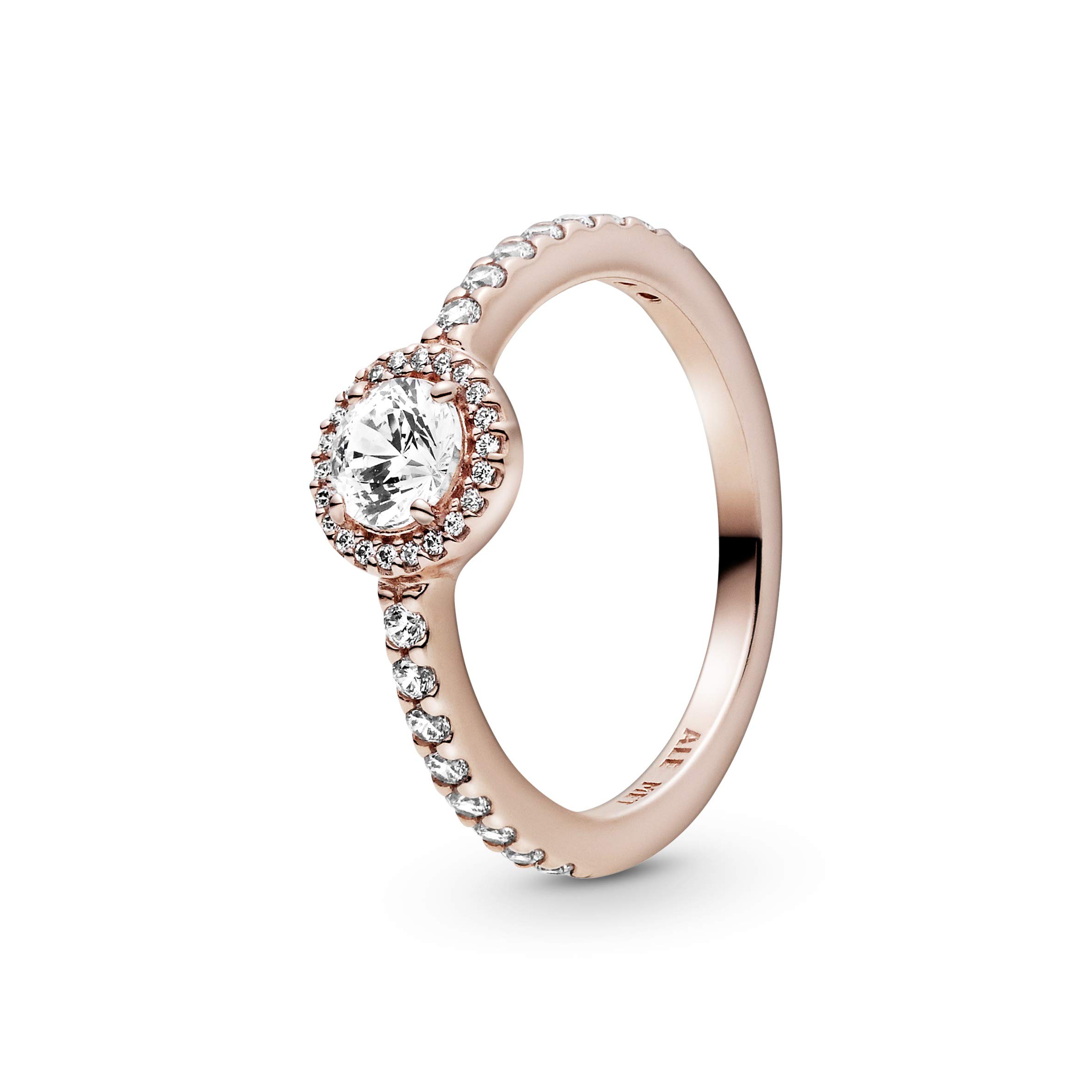 Pandora Classic Sparkle Halo Ring for Women - 14k Rose Gold Plated Cubic Zirconia Stackable Ring - Size 7 - Perfect for Layering, Everyday Wear & Special Occasions
