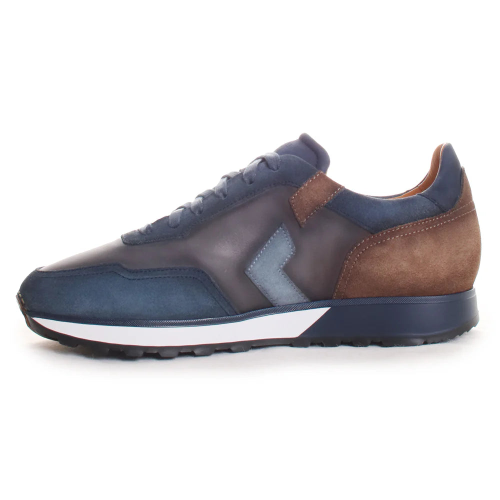 MAGNANNI Navy Aero Sneakers for Men - Premium Leather Casual Shoes | Perfect for Work, Travel & Everyday Wear