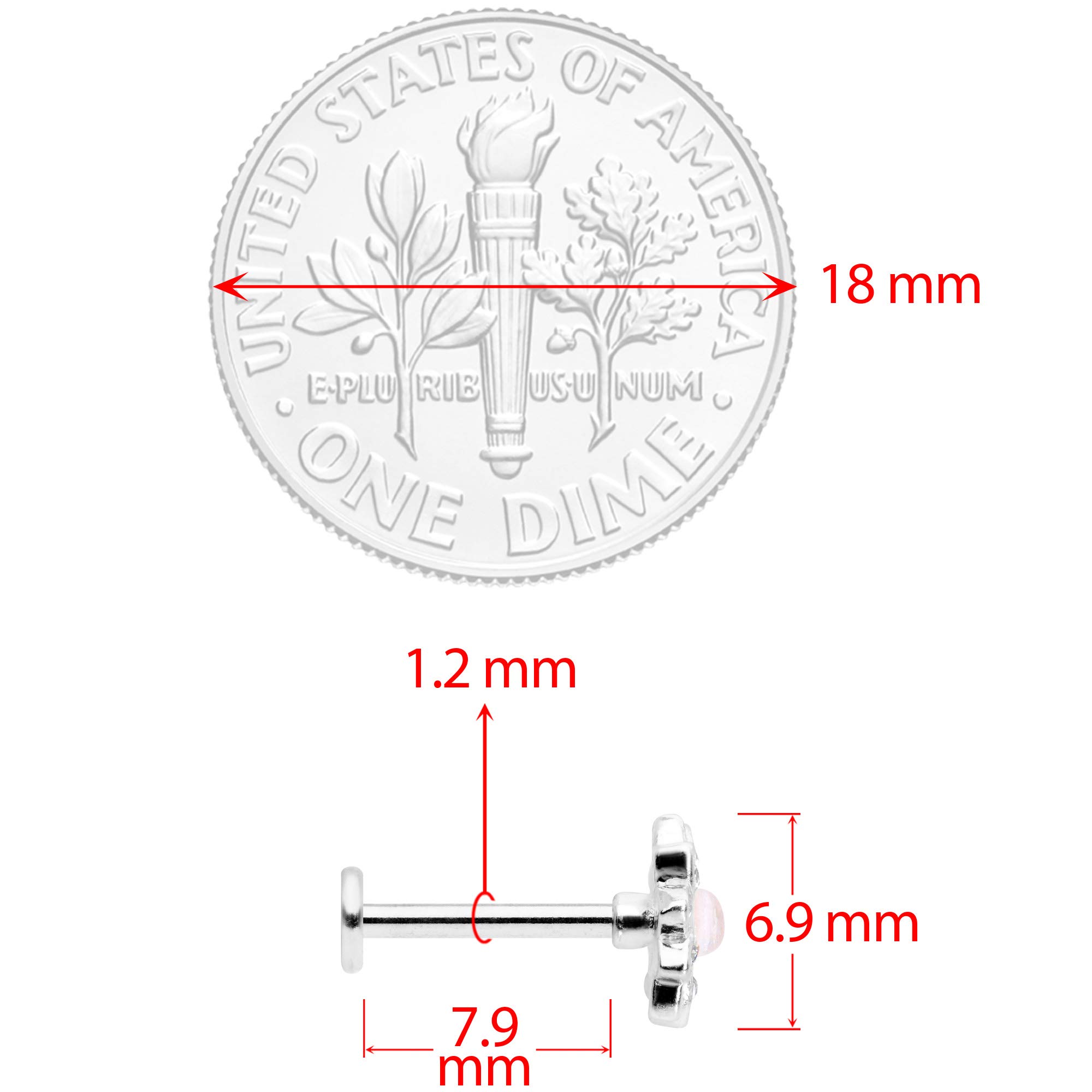 3 Pack 16G 316L Stainless Steel Blooming Flower Cartilage Earrings - 8mm Internally Threaded Flat Back Studs with Clear Accent & Ball End for Helix, Conch, Tragus, Monroe Piercings | Perfect for Everyday Wear, Gifts & Body Jewelry Collections