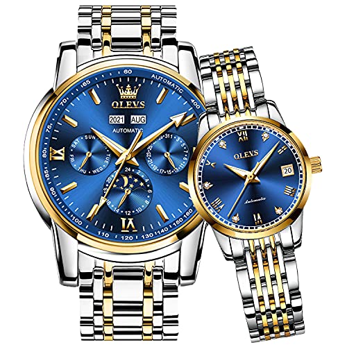 Blue Couples Moon Phase Watches Set