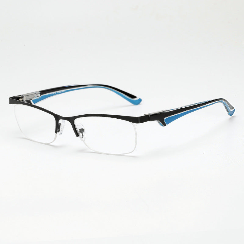 Vintage Half Frame Metal Reading Glasses - Anti Blue Light, Retro Style Eyewear for Computer Work, Reading & Screen Time Protection