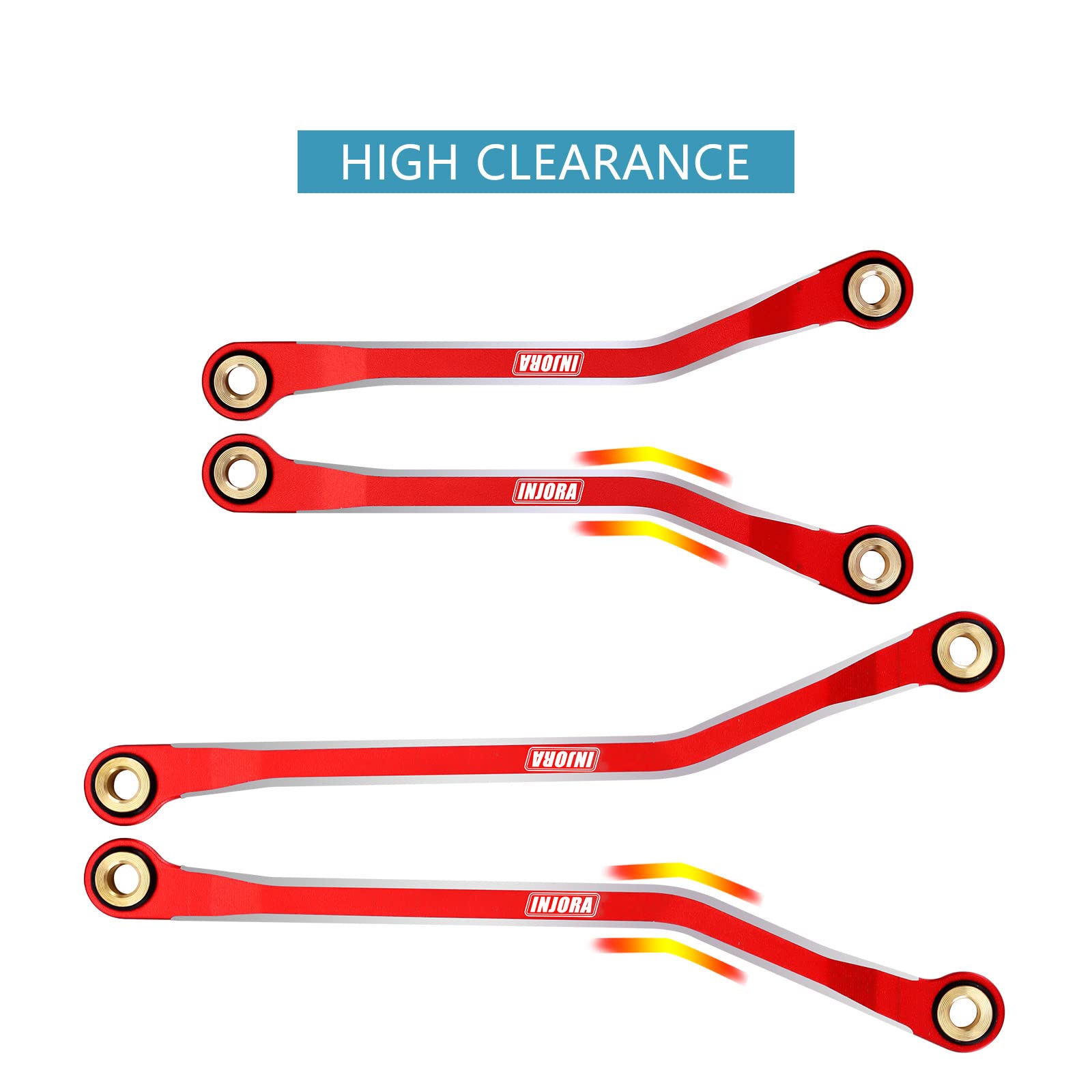 INJORA High Clearance CNC Aluminum Chassis Links Set for TRX4M Defender & Bronco 1/18 Scale RC Crawler Upgrade Parts (Red) - Perfect for Off-Road Trails, Rock Crawling and RC Car Performance Enhancement