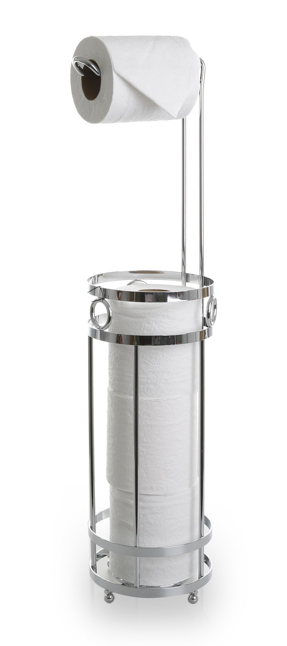 BINO 'The Glacier' Chrome Free Standing Toilet Paper Holder - Modern Bathroom Organizer for Home, Office & Guest Restroom