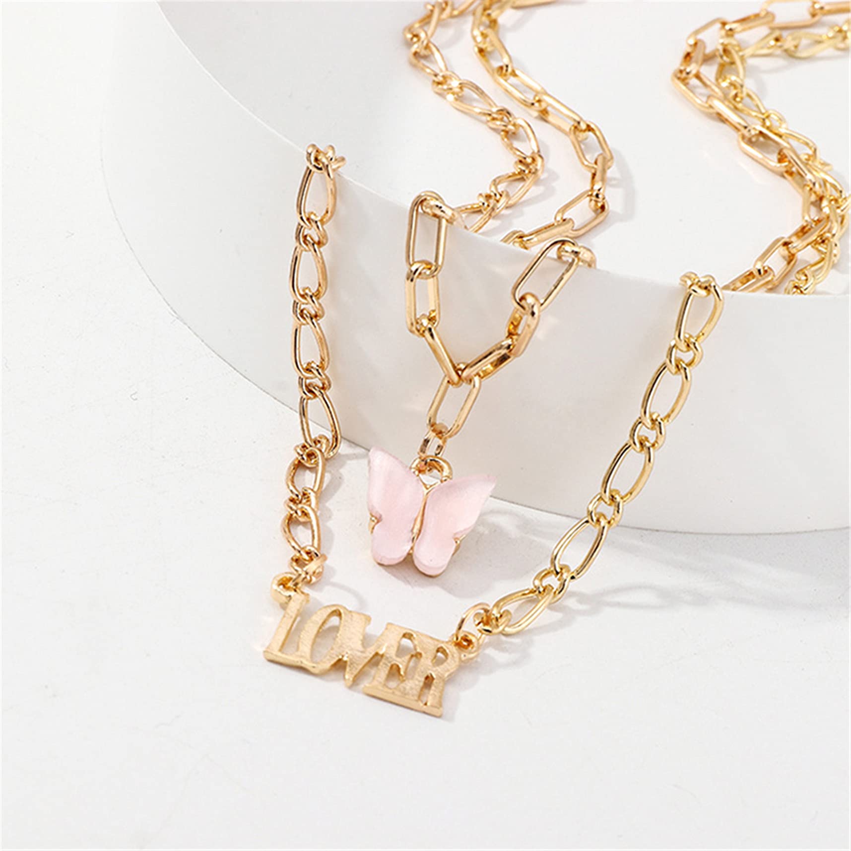 Boho Layered Necklace for Women - Butterfly & Letter Pendant Choker Jewelry Accessories | Perfect for Casual Wear, Parties, and Gifts