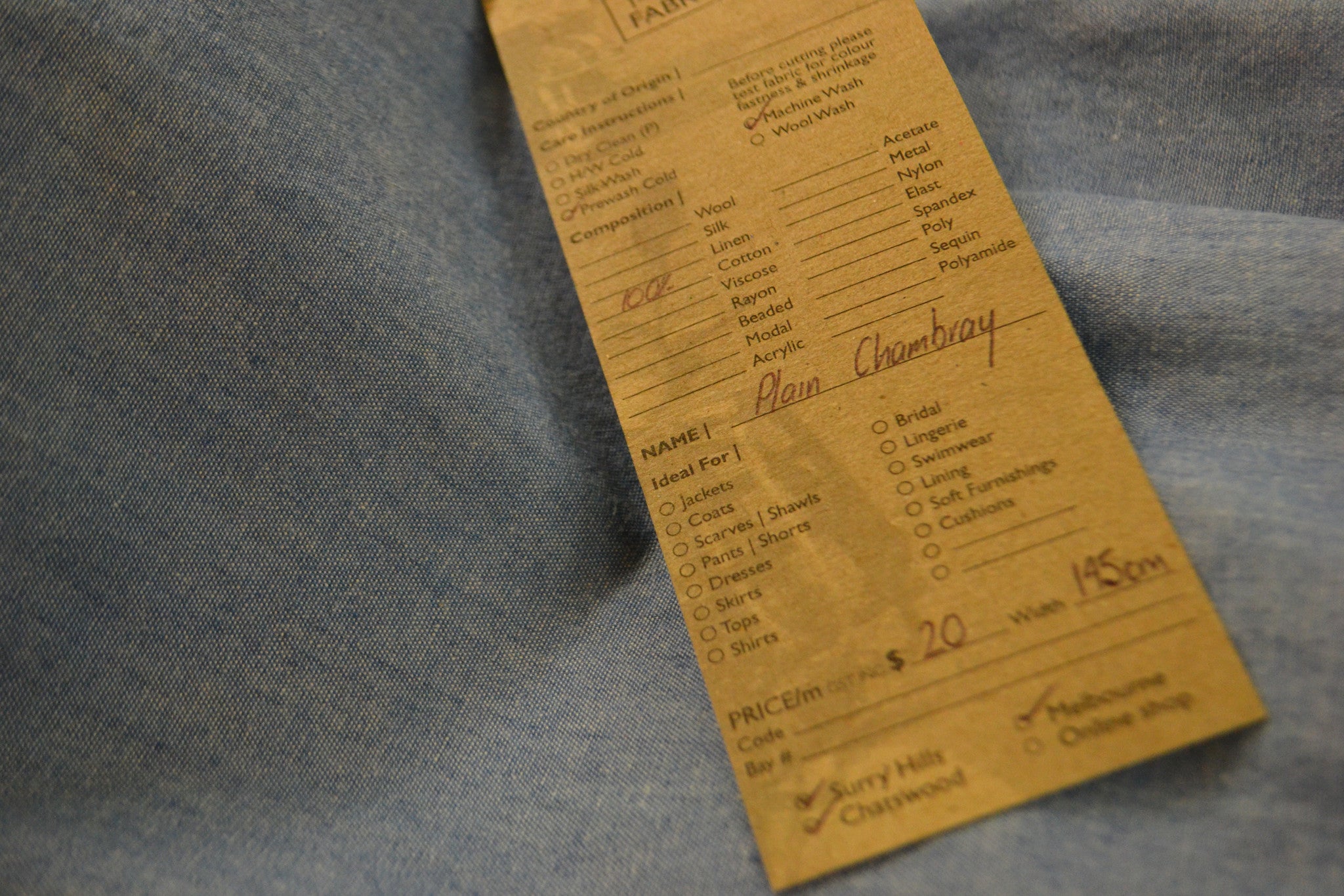 Premium Chambray Fabric - Soft & Durable Plain Weave Cotton Material for Shirts, Dresses & DIY Sewing Projects | Perfect for Casual Wear & Home Decor