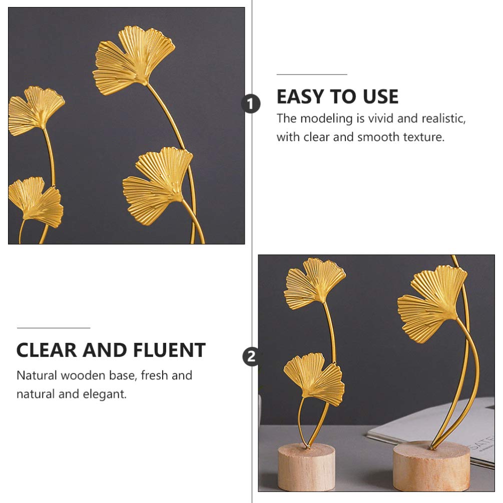 TOYANDONA Large Metal Ginkgo Leaf Sculpture - Handcrafted Abstract Art Figurine for Home & Office Decor, Desktop Ornament, Gift Idea - Perfect for Living Room, Bookshelf, or Wedding Centerpiece