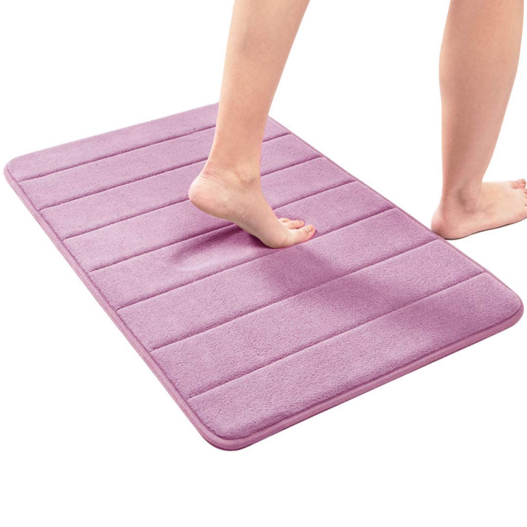Premium Memory Foam Bath Mat - Non-Slip, Super Absorbent & Quick Dry - Ultra Soft Velvet Bathroom Rug (20x32 Inches, Purple) - Perfect for Bathroom, Spa & Shower Safety