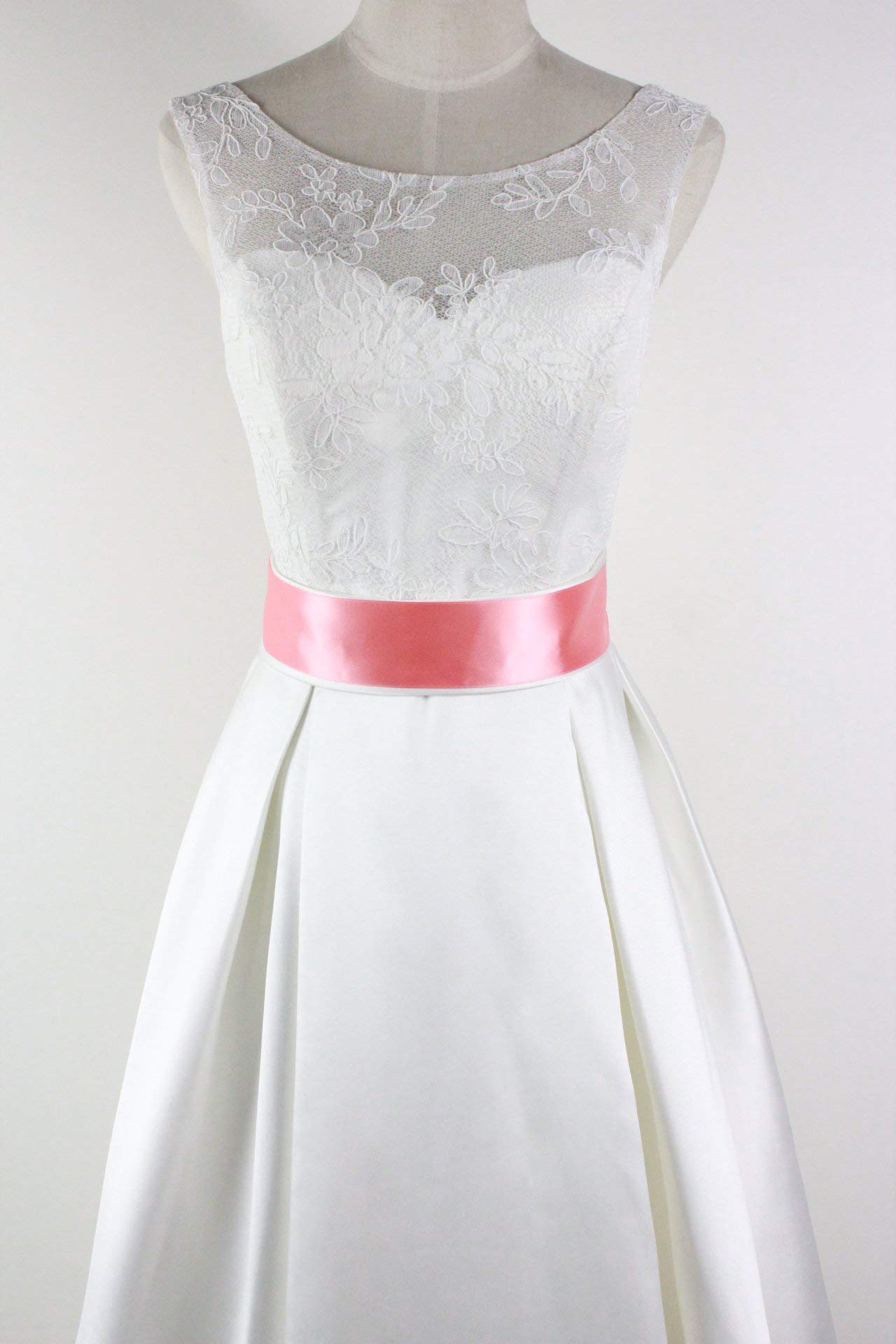 Leimandy 2 Inch Wide Satin Ribbon Sash - Elegant Waist Belt for Wedding Dresses, Bridal Gowns, Prom & Formal Events - Adjustable Waistband in 12 Classic Colors (Rose Gold, Ivory, Navy Blue etc.)