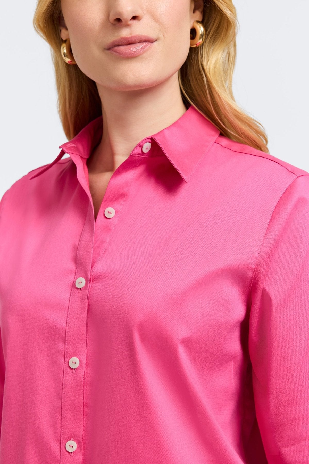 Scarlett No Iron Stretch Matte Sateen Long Sleeve Shirt for Women - Wrinkle-Free Comfortable Office Blouse for Business Casual & Professional Wear
