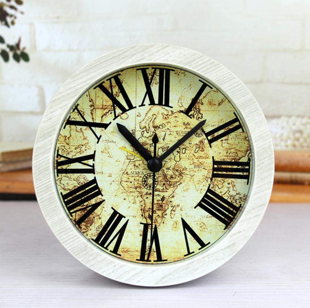 Vintage Wooden Alarm Clock - Silent Retro Mantel Clock for Home, Bedroom & Living Room Decor - 12x12cm (A) | Perfect for Office Desk, Gift Giving & Classic Interior Design