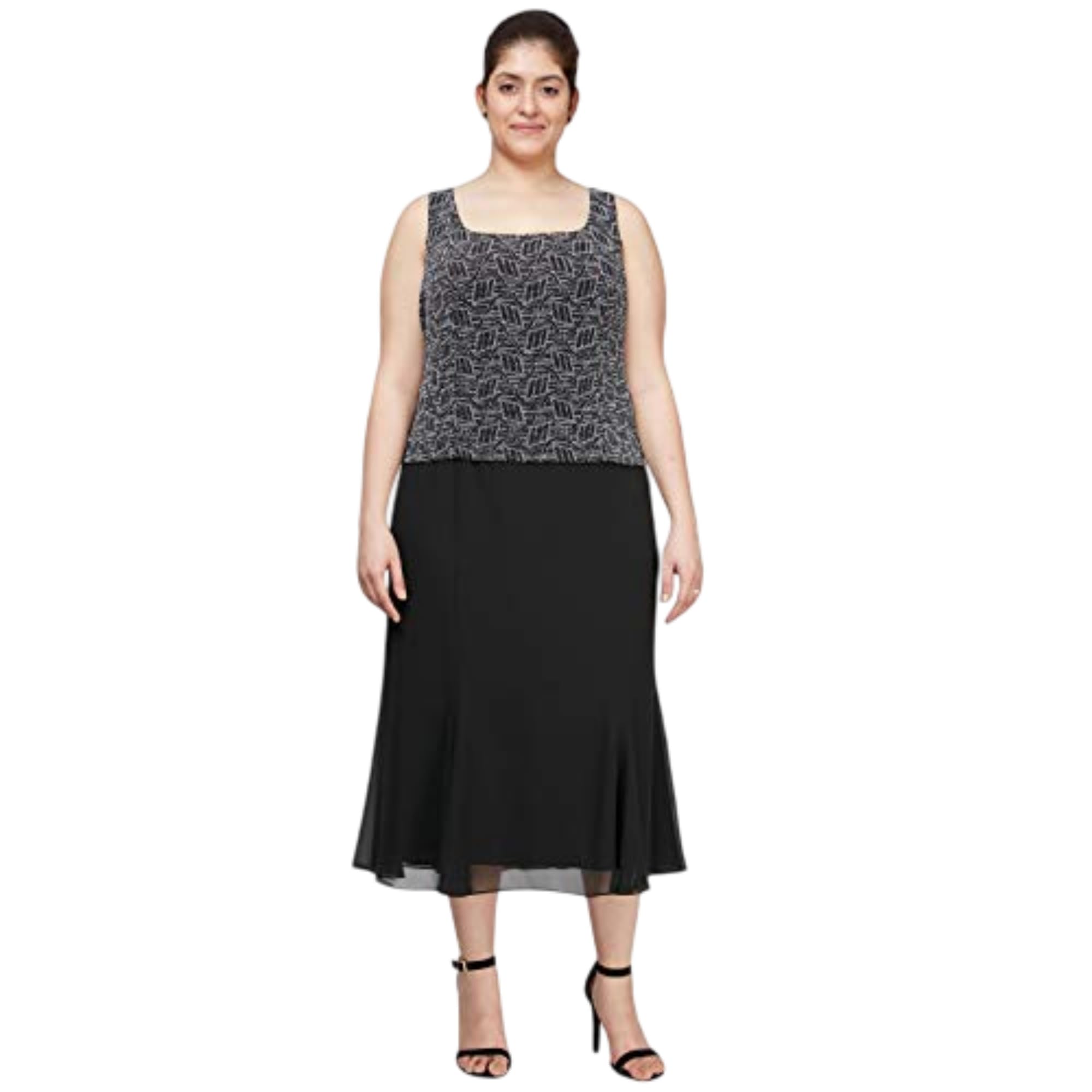 Alex Evenings Women's Plus Size Tea-Length Mother of The Bride Jacket Dress for Wedding Guest, Formal Events & Special Occasions - Elegant Lace Appliqué Formal Attire for Weddings, Parties & Evening Galas