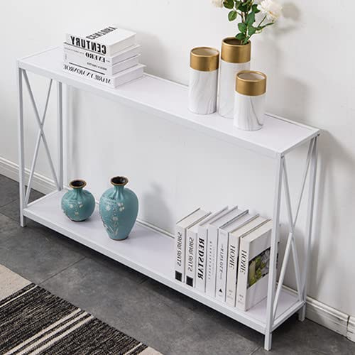 Rustic Console Table with Shelves - Wooden Sofa Table with Metal Frame, Narrow Entryway Table for Living Room, Hallway, Foyer | Perfect Behind Couch Table, Home Decor & Storage Solution