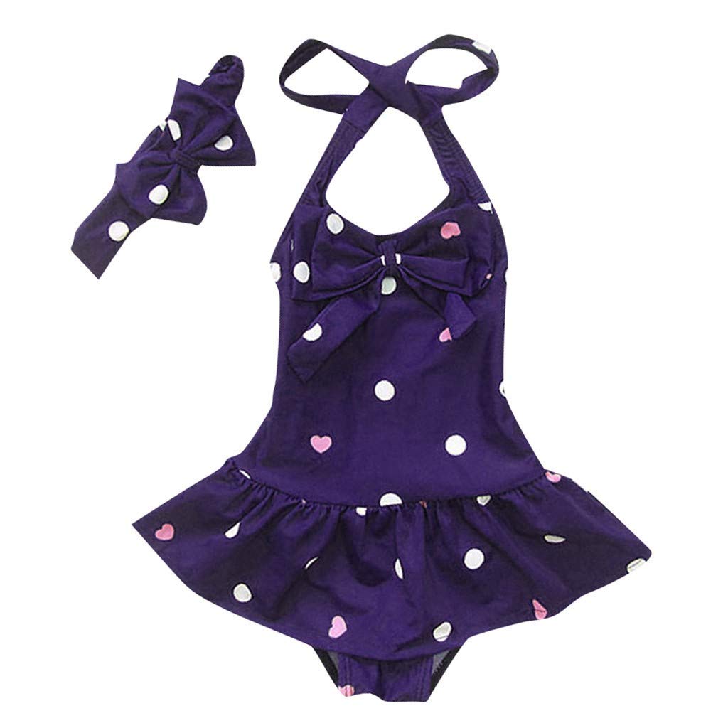 Cute Girls Swimwear for Newborn Toddler Baby - Sleeveless Polka Dot Bowknot Headband Beach Outfit | Perfect for Pool Parties, Beach Vacations & Summer Photoshoots