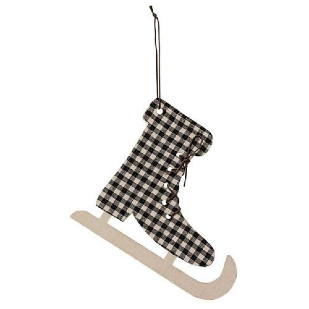 Black and White Plaid Skateboard Christmas Ornament - Festive Holiday Decor for Tree, Gift, and Skateboard Enthusiasts