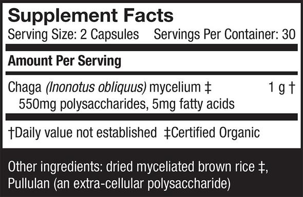 Host Defense Chaga Mushroom Capsules - 120 Count | Organic Immune Support Supplement | for Daily Wellness & Energy Boost