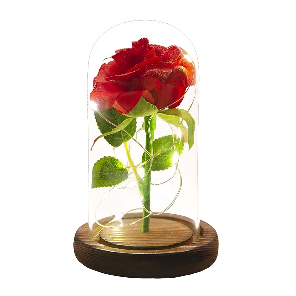URBANSEASONS Valentine's Day Gifts for Women - Real Glass Rose Keepsake (Beauty and The Beast Inspired) - Perfect Birthday Gift for Wife, Mom, Girlfriend, Grandma - Romantic Home Decor & Special Occasion Present