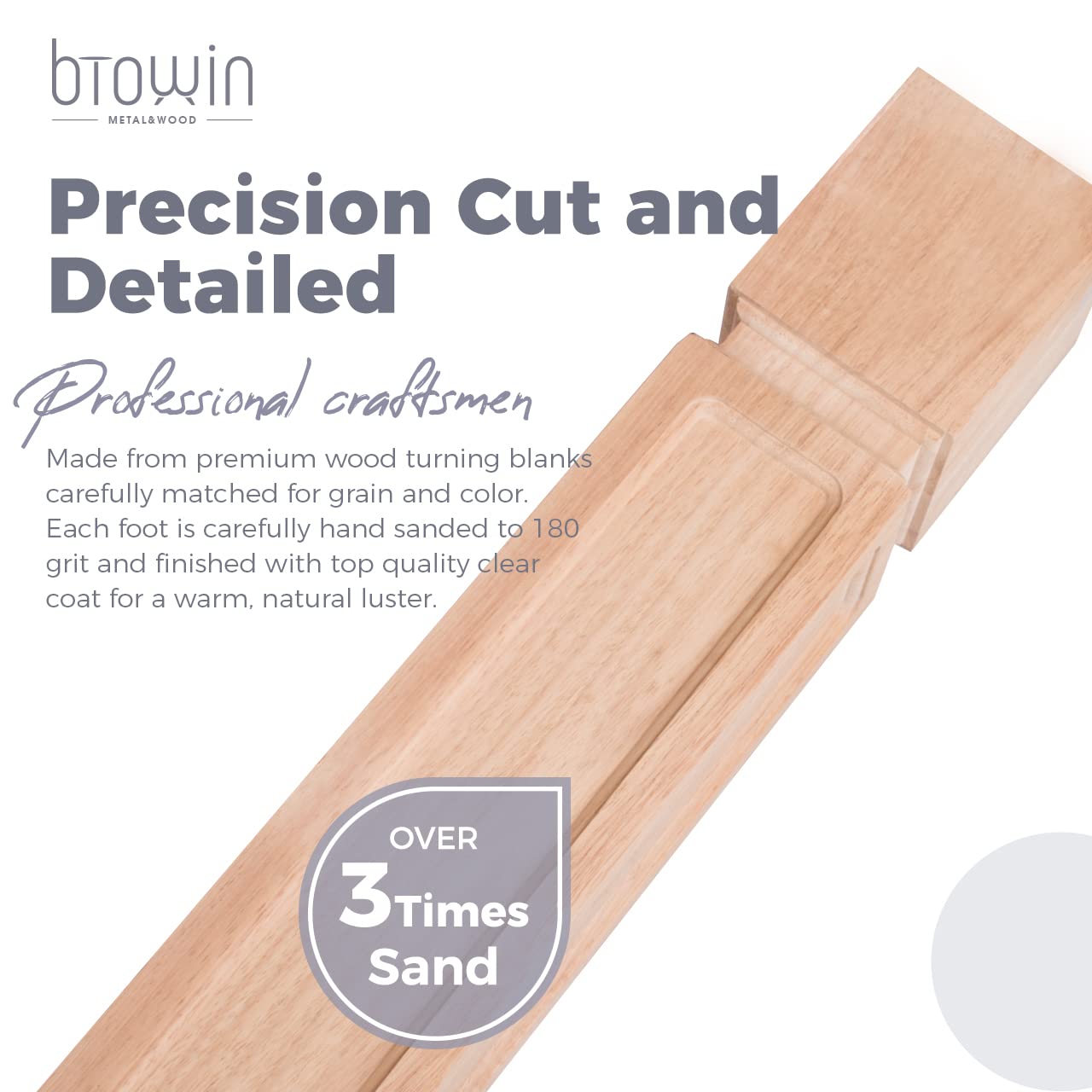 Unfinished Rubberwood Replacement Island Legs 36 x 3.5 x 3.5-inch Square - 2PCs for Large Dining Table & Kitchen Table - Perfect for DIY Furniture Projects & Home Renovation