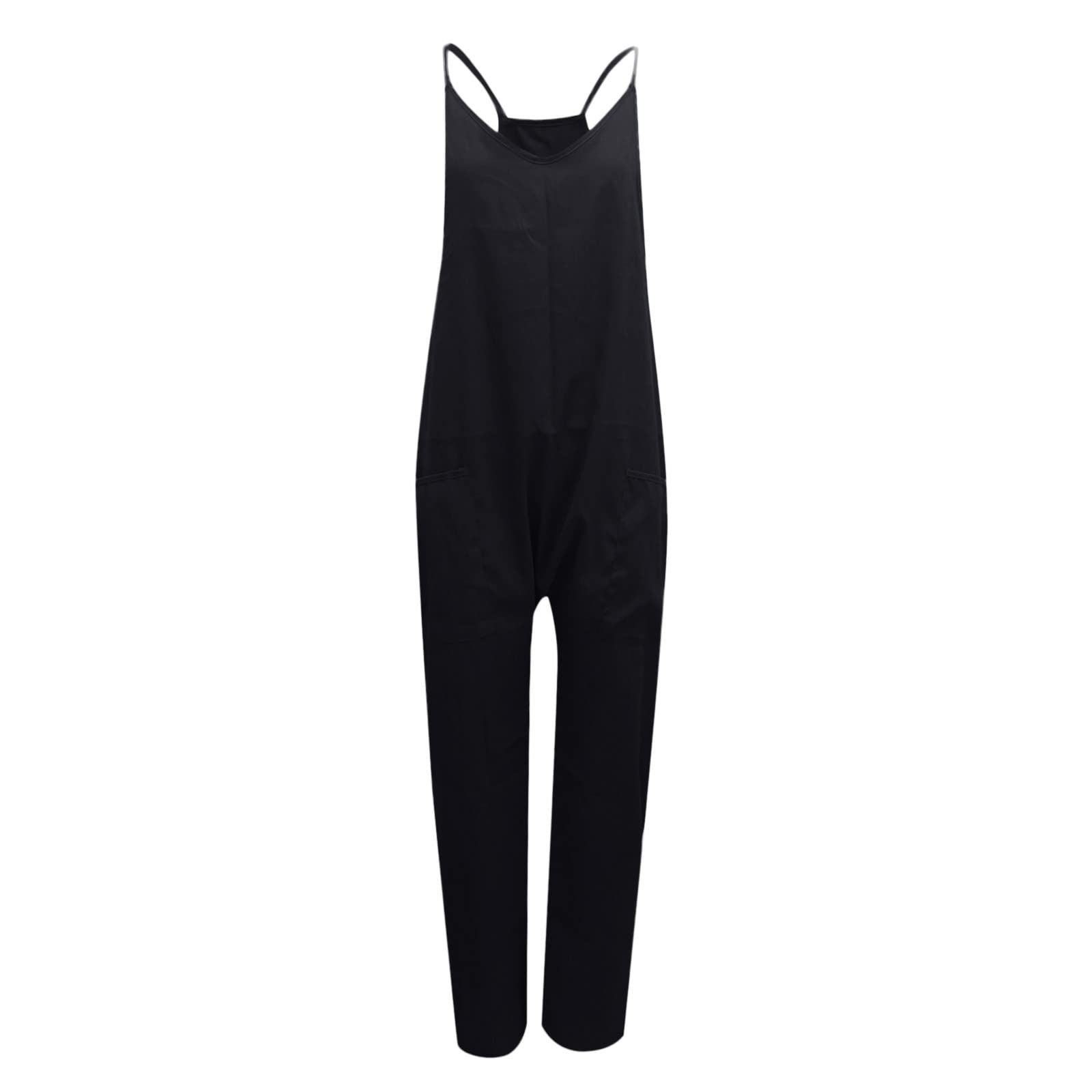 Women's Casual Summer Jumpsuits - Sleeveless Loose Romper with Spaghetti Straps & Pockets | Baggy Overalls for Beach, Travel & Everyday Wear 2024