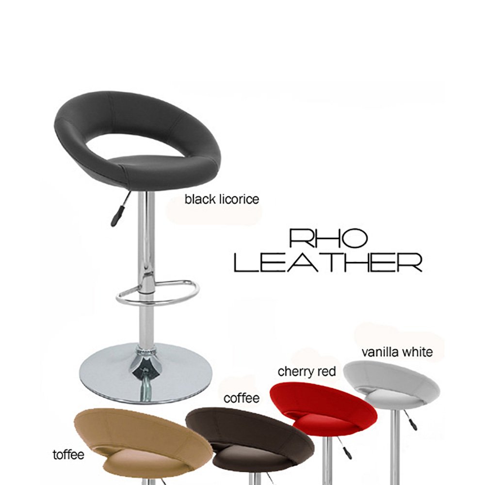 Rho Leather Adjustable Height Counter Bar Stool - Cherry Red for Modern Kitchen & Home Bar Decor