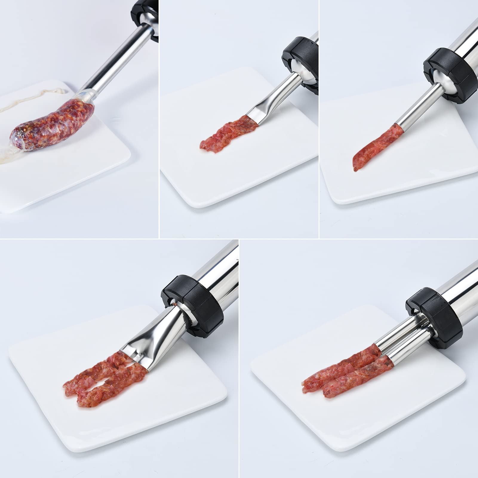 Premium Stainless Steel Beef Jerky Gun Kit - 5 Nozzles & Brushes Included - Perfect for Homemade Jerky, Snack Sticks & Pet Treats - Great for Camping, Hiking & Outdoor Adventures
