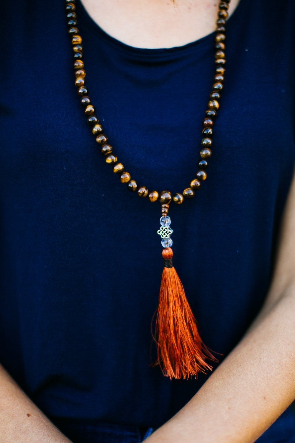Authentic Tiger Eye Mala Beads for Grounding & Energy - Meditation, Yoga & Spiritual Healing Jewelry