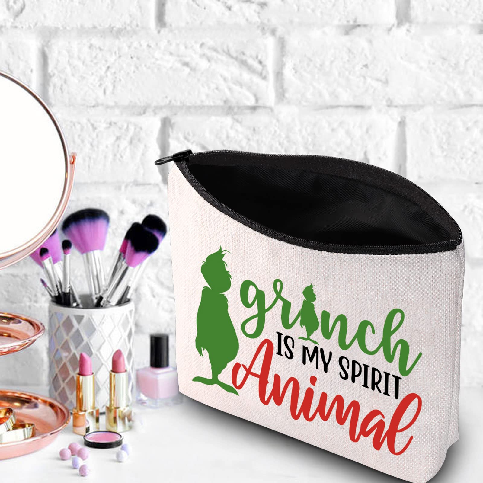 Green Monster Cosmetic Makeup Bag - Cute Doctor Cat Design Zipper Pouch for Monster Lovers | Perfect Gift for Fans, Travel & Daily Storage