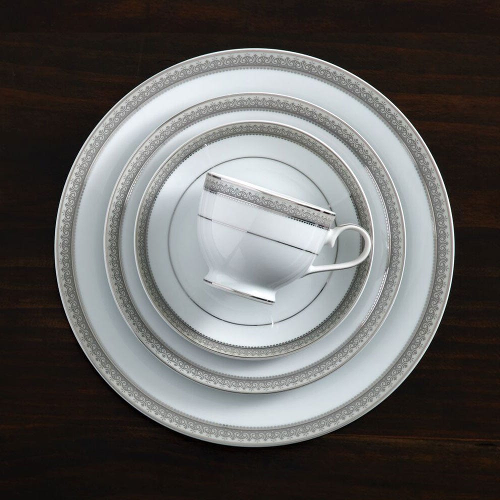 Platinum Crown 40-Piece Dinnerware Set - Elegant Porcelain Dinnerware Service for 8 People, Perfect for Formal Dining, Holiday Entertaining & Wedding Registry Gifts