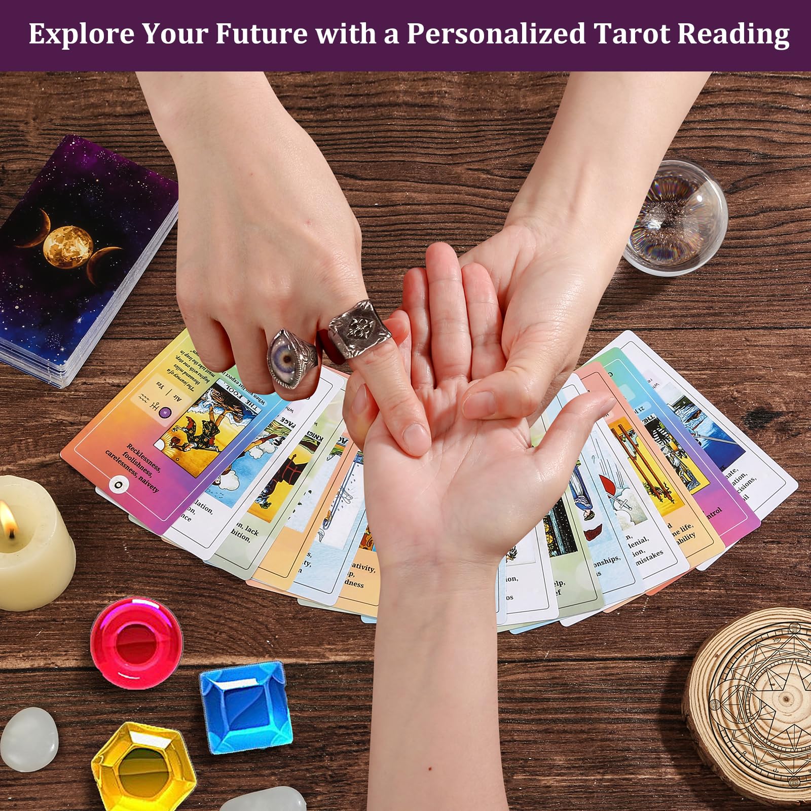 Beginner Tarot Cards Deck with Guide Book - Classic Tarot Cards with Meanings Printed - Perfect for Tarot Learning, Divination Practice & Spiritual Growth