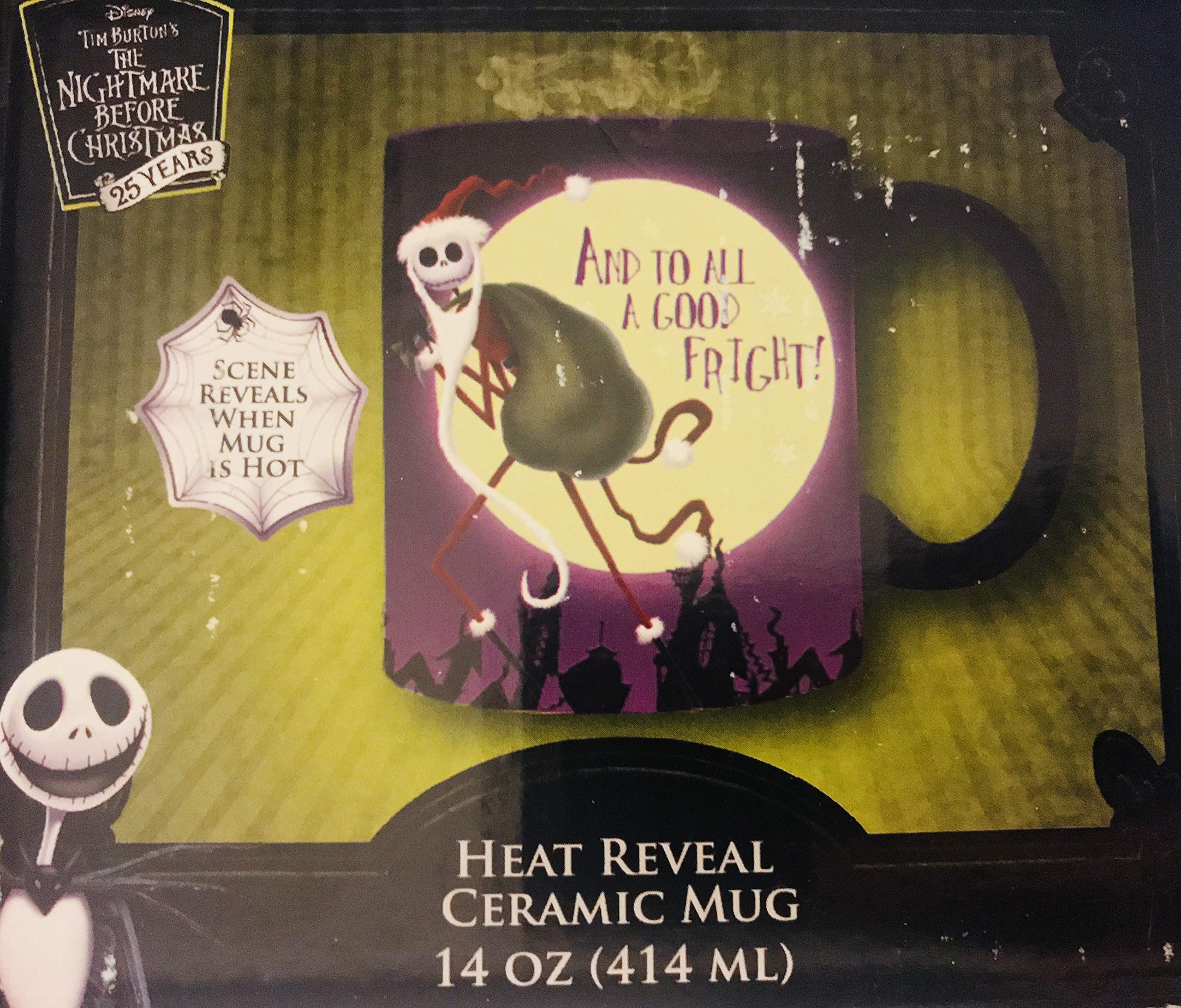 Silver Buffalo The Nightmare Before Christmas Jack Skellington Heat Reveal Ceramic Mug 14oz - Glow in Dark Halloween Coffee Cup for Hot Drinks, Perfect Gift for Disney Fans & Movie Lovers