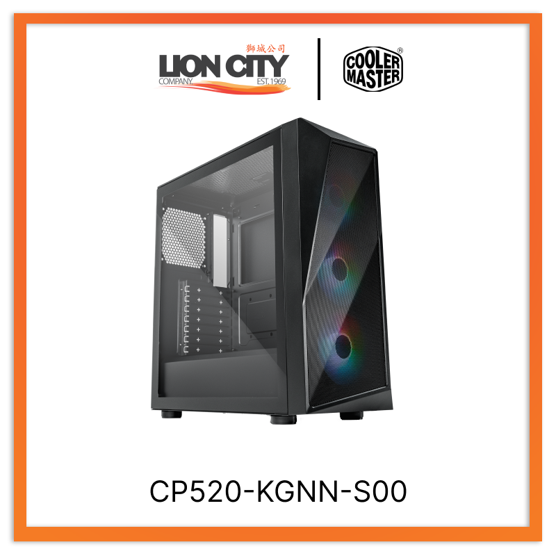 Cooler Master CP520 KGNN S00 CMP520 Mesh ARGB ATX Mid Tower PC Case - High Airflow Gaming Desktop Chassis with Tempered Glass & RGB Lighting for Custom Builds