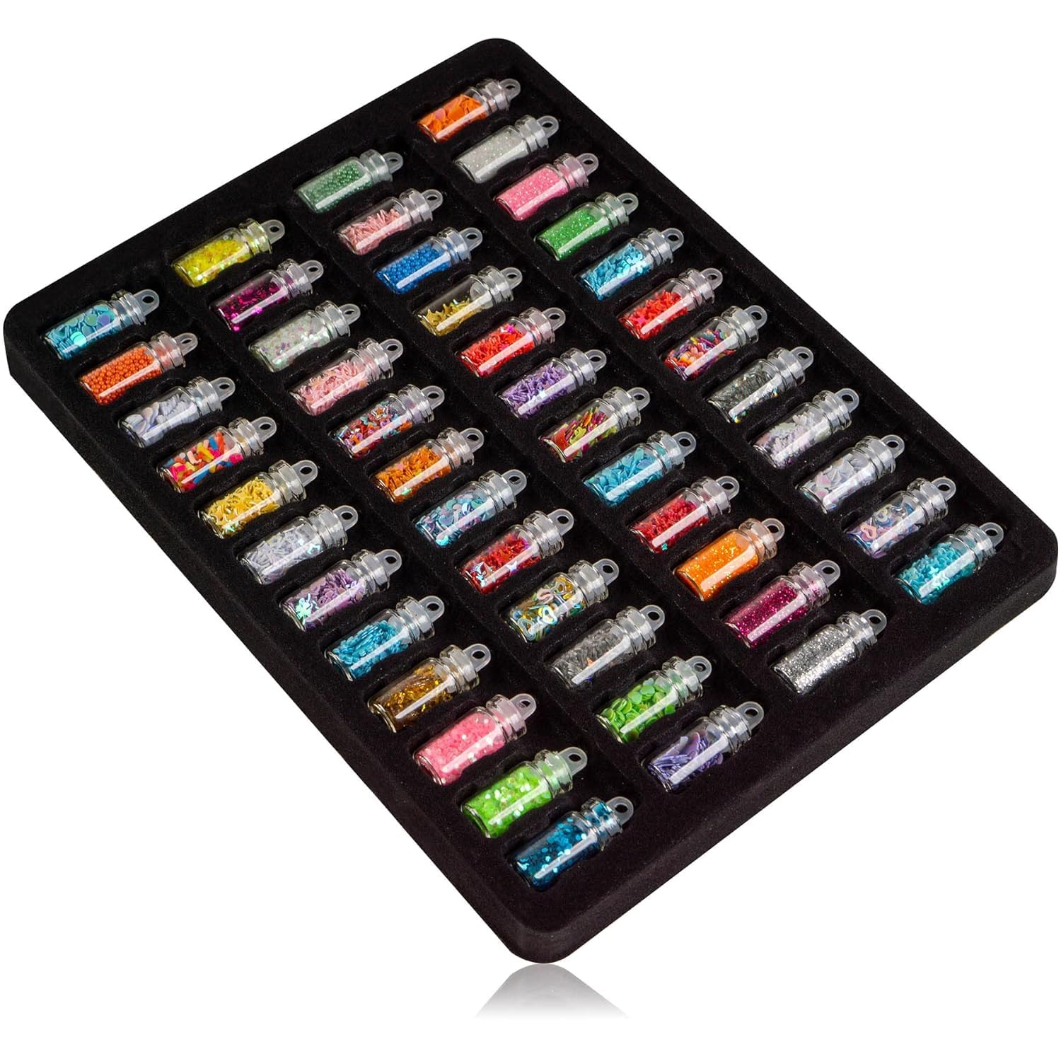 Huda Crush Beauty Acrylic 3D Glitter Powder Nail Art Kit - 48 Mini Bottles Set with Nail Stickers & Tools | Perfect for DIY Manicure, Nail Salon, and Home Nail Art Decoration