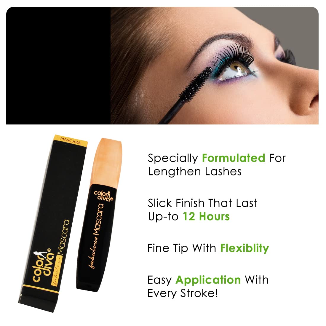 Adbeni Waterproof Volumizing Black Liquid Mascara 7ML - Smudge Proof, Curling, Lengthening Mascara for Eye Makeup | Highly Pigmented, Long Lasting | Perfect for Daily Wear, Night Out & Special Occasions