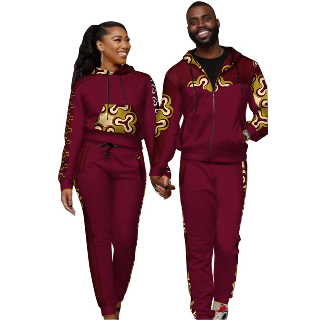African Print Couple Outfits for Women & Men - 2-Piece Matching Tops & Pants Set (4XL) | Summer Matching Couple Clothes for Date Night & Cultural Events