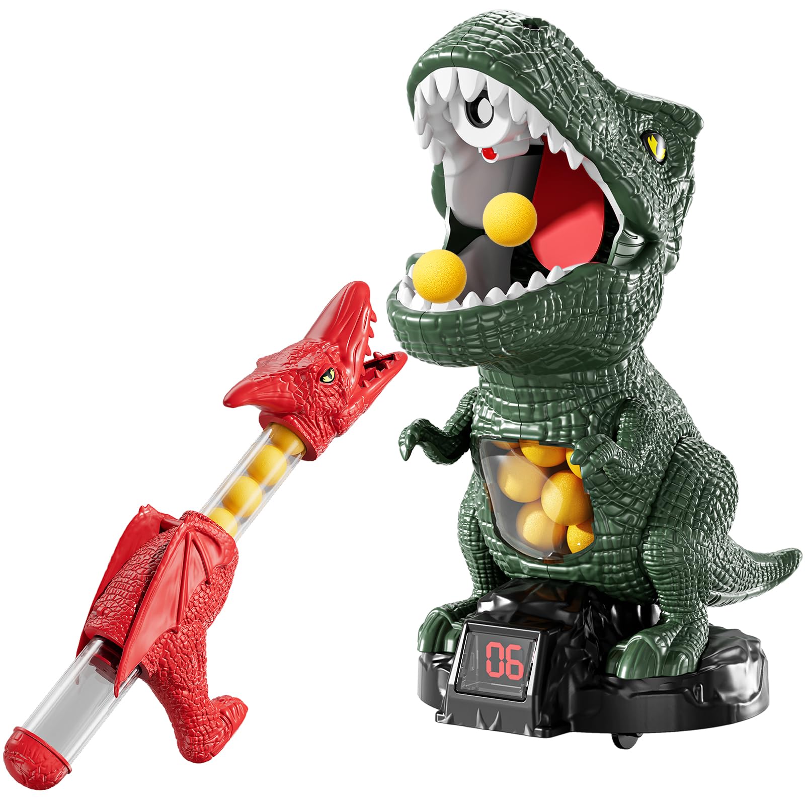 Dinosaur Shooting Toys for Kids Ages 3-7 - Interactive Tyrannosaurus Water Mist Spray & Pterosaur Foam Blaster with Air Pump - Fun Outdoor Play & Birthday Gift (Navy Blue)