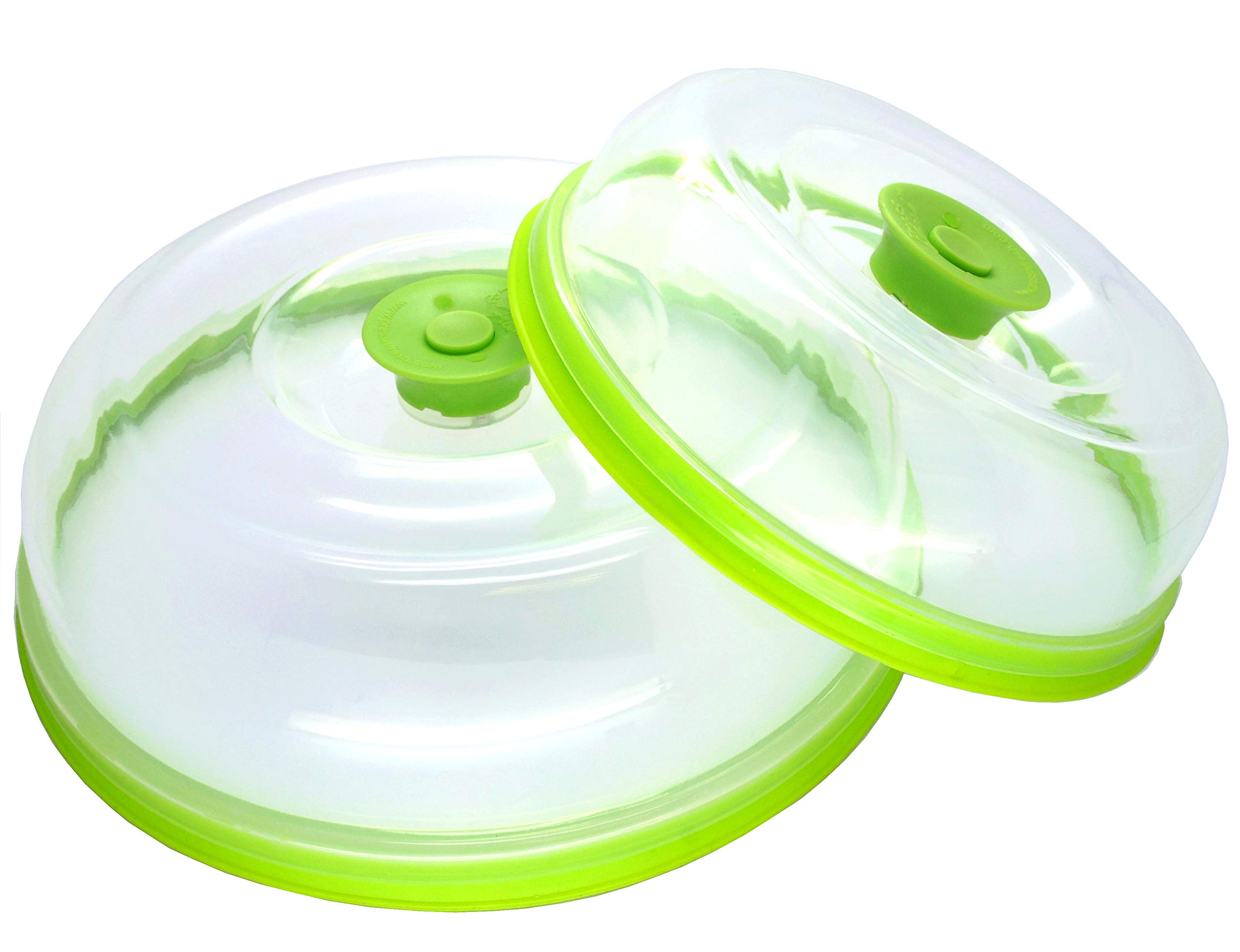Press n Fresh Universal Vacuum Sealer Lid - BPA Free, Dishwasher Safe, Stackable Food Storage Container Cover for Meal Prep & Leftovers (9 & 7 inch, Green) - Perfect for Refrigerator Organization & Sous Vide Cooking