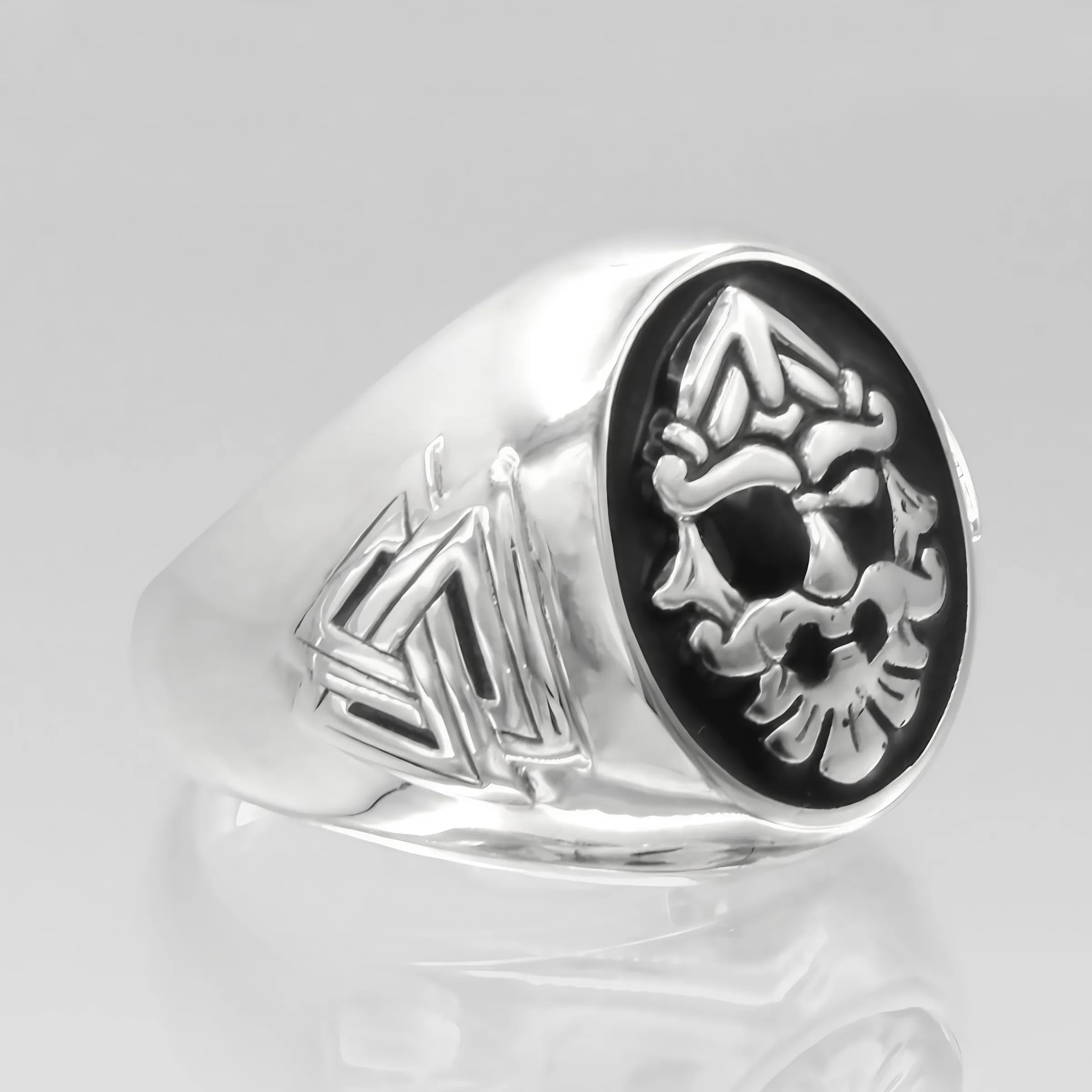 Dryad Design Odin Ring with Valknut and Ansuz Symbols - .925 Sterling Silver Viking Jewelry for Men & Women | Norse Signet Ring Size 5-15 | Perfect for Viking Enthusiasts, LARP Costumes & Historical Reenactments