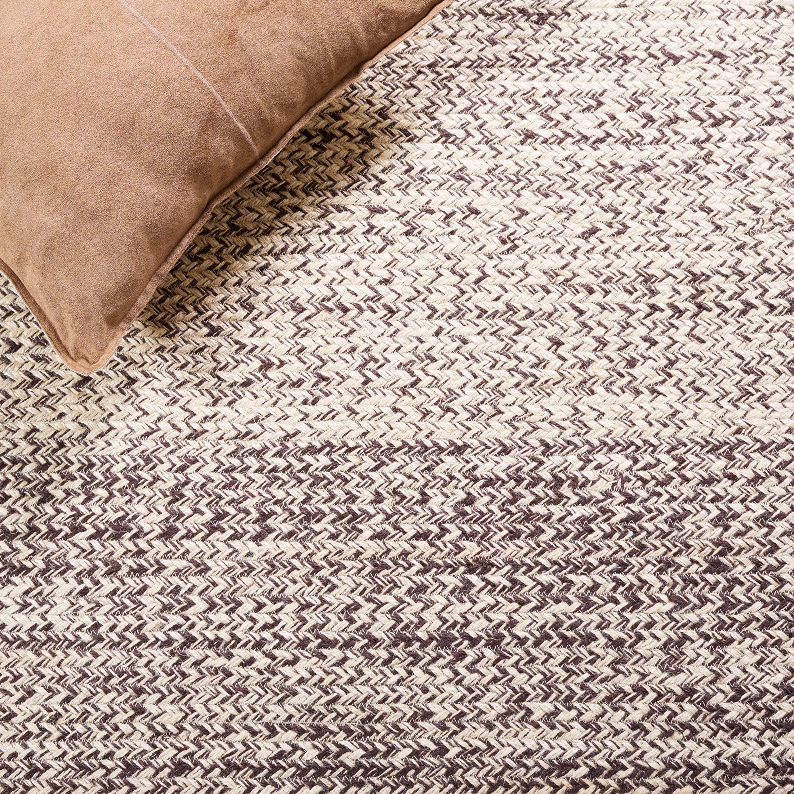 SAFAVIEH Handmade Boho Ombre Jute Area Rug - 6' Square Natural & Brown, Eco-Friendly Natural Fiber Collection for Living Room, Bedroom & High Traffic Areas | Durable Floor Decor for Bohemian & Farmhouse Style Homes (NFB263T)