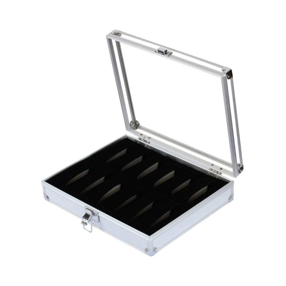 Premium 12-Slot Aluminum Watch Box with Suede Lining - Jewelry & Watch Display Storage Case for Men & Women - Perfect for Home, Office, and Travel Organization