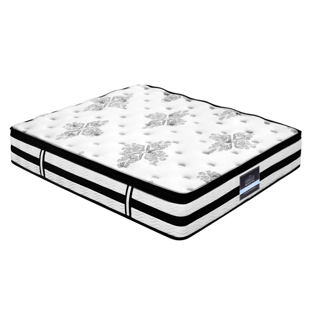 Premium Double Bed Bundle: Trinity Charcoal Bed Frame with Algarve Euro Top Medium Firm Mattress & Pillowtop Topper - Perfect for Guest Rooms, Master Bedrooms & Luxury Home Decor