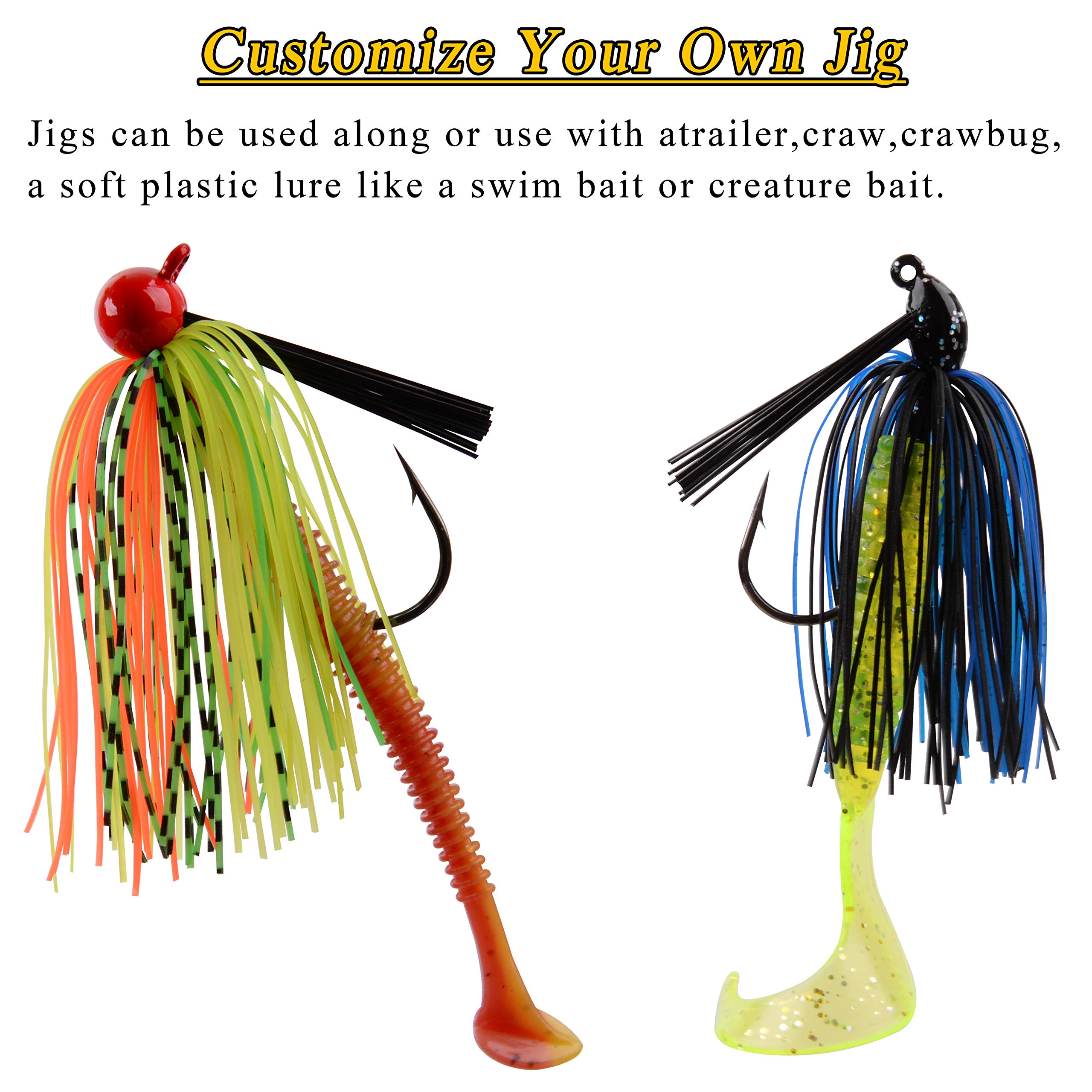 Bass Fishing Lure Kit - 6/12Pcs Weedless Jigs for Bass & Walleye - Perfect for Freshwater & Saltwater Fishing