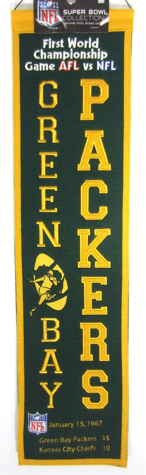 Green Bay Packers Super Bowl I Championship Heritage Banner - Vintage NFL Memorabilia for Fans & Collectors - Perfect for Game Room, Man Cave, or Sports Bar Decor